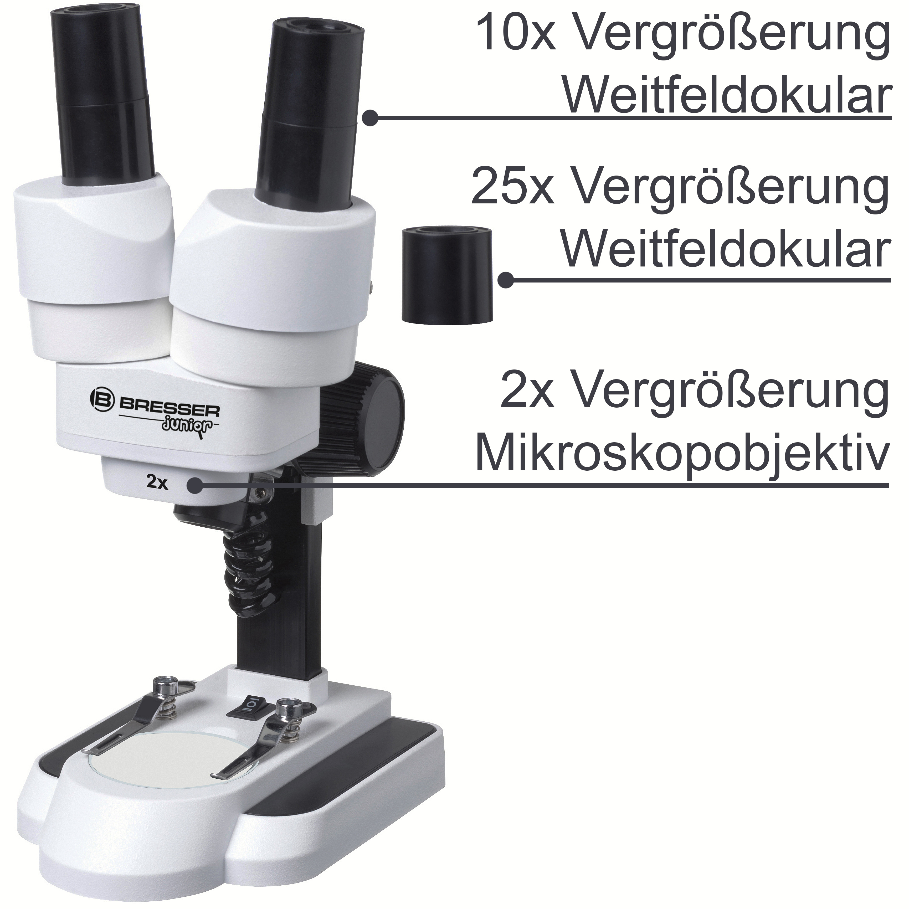 BRESSER JUNIOR Auflicht- und Durchlichtmikroskop mit 20- und 50-facher Vergrößerung (Refurbished)