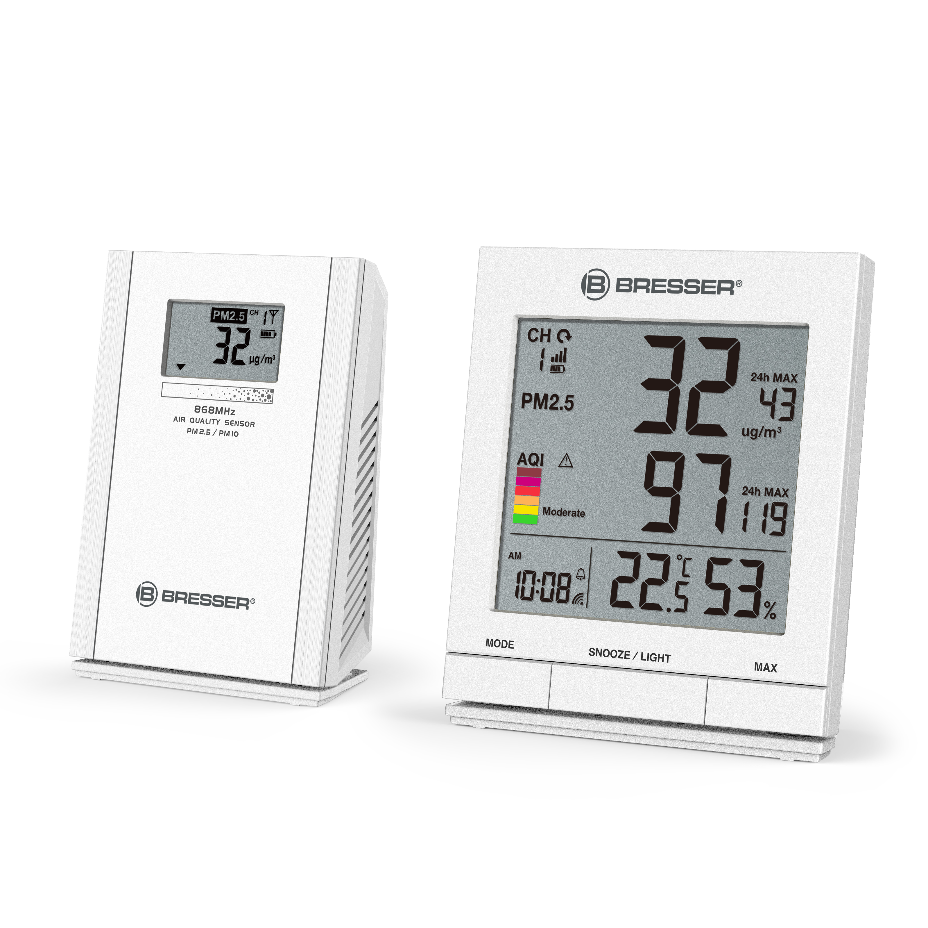 Appareil de mesure des poussières fines BRESSER PM 2,5 / PM 10 avec capteur radio